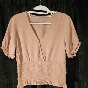 Paper Crane Blush V-Neck Blouse